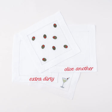 Martini Linen Cocktail Napkins, Set of 4