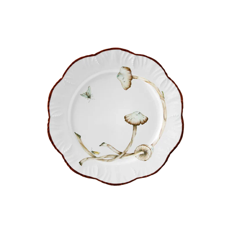 Les Champignons Hand Painted Salad/Dessert Plate