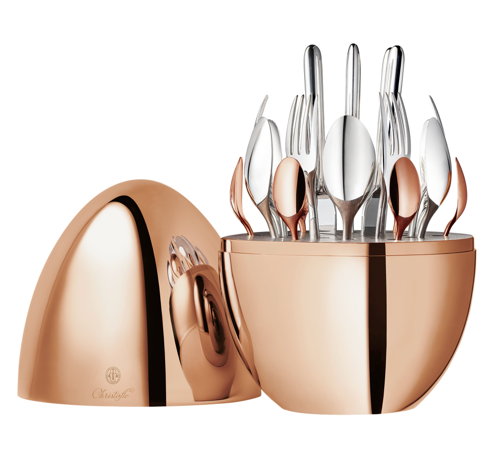 Mood Precious Rose Gold 24-Piece Flatware Set with Rose Gold Canister
