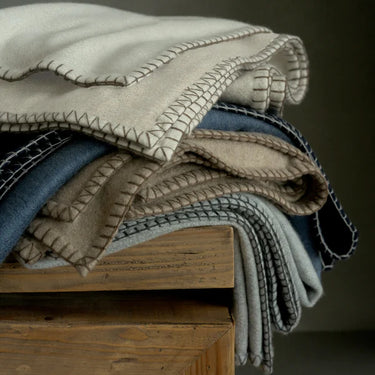 Gotham Whipstitch Dual-Colored Cashmere Throw