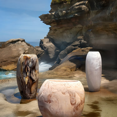 Oceana Tall Vase, Medium, Mocha