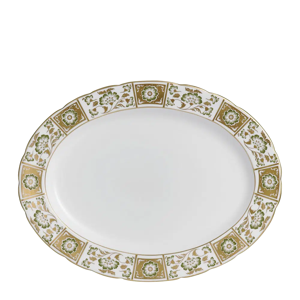 Derby Panel Green Oval Dish, Large