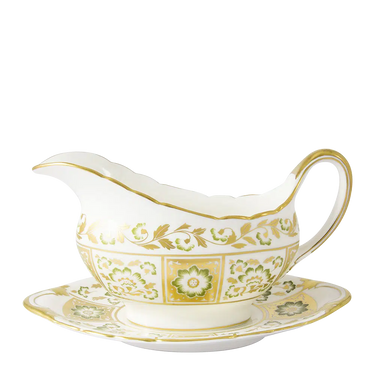 Derby Panel Green Sauce Boat & Stand