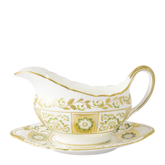 Derby Panel Green Sauce Boat & Stand