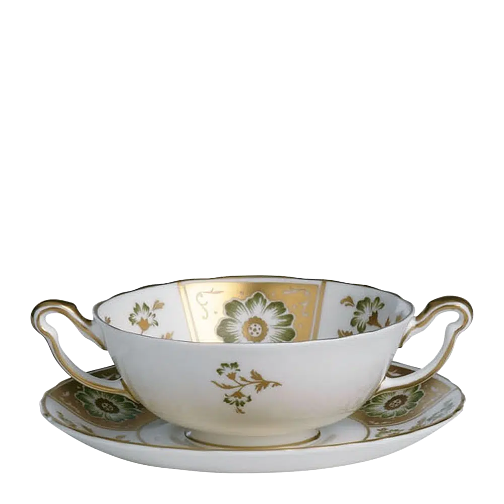 Derby Panel Green Soup Cup & Saucer