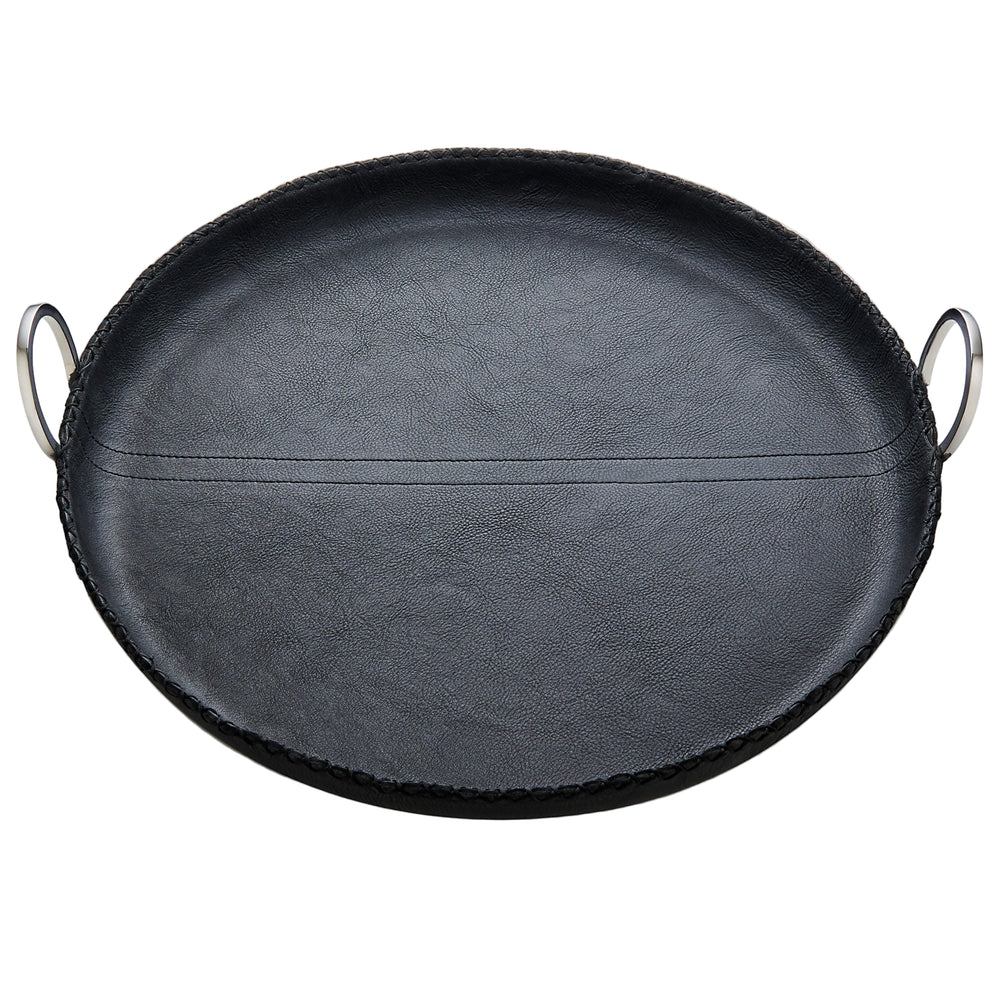 Durango Black Leather Round Tray