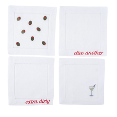 Martini Linen Cocktail Napkins, Set of 4