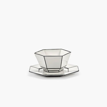 Dessert plate white - black Carte Blanche