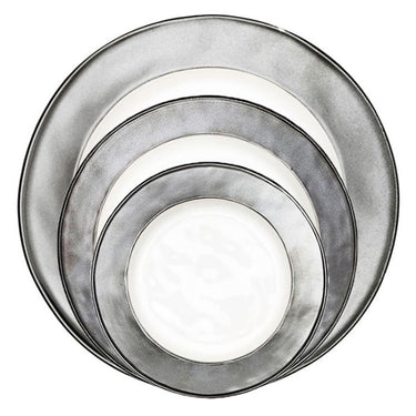 Emerson Dinnerware, White & Pewter