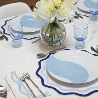 Colorblock Embroidered Linen Placemats, Set of 4