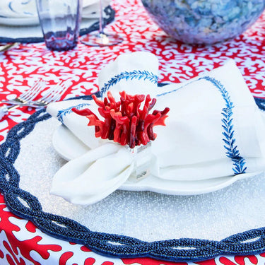 Infinity Placemat in White & Navy, Set of 4
