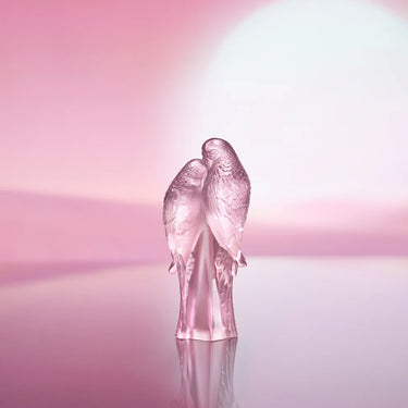 2 Parakeets Sculpture, Pink Luster