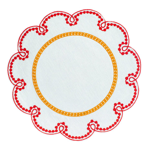 Fête Embroidered Linen Placemats, Set of 4