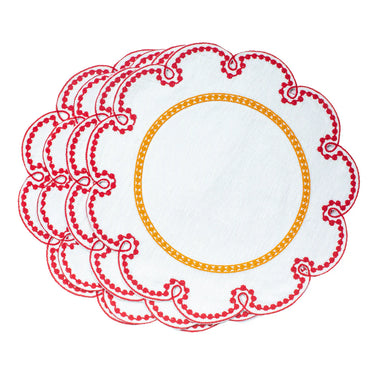 Fête Embroidered Linen Placemats, Set of 4