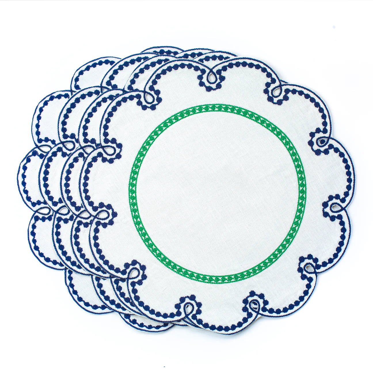 Line Drawing Embroidered Linen Placemats (Set of 4)