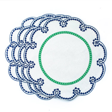 Fête Embroidered Linen Placemats, Set of 4