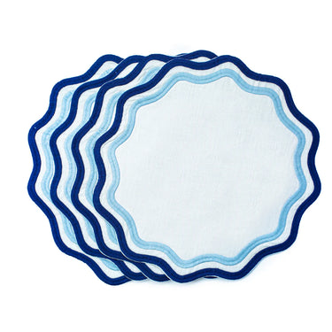 Colorblock Embroidered Linen Placemats, Set of 4