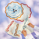 Colorblock Embroidered Linen Napkins in Pink (Set of 4)