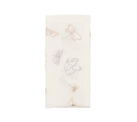 Monarch Garden Napkin in White & Iridescent, Set of 4