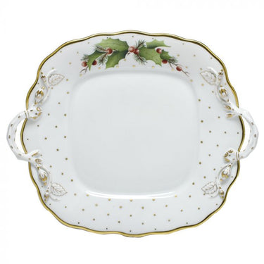 Winter Shimmer Square Cake Plate with Handle