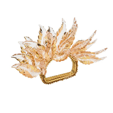 Gilded Leaves Napkin Ring, Set of 4