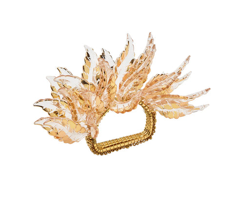 Gilded Leaves Napkin Ring, Set of 4