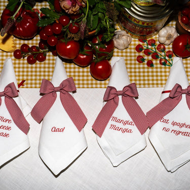 "The Italian" Embroidered Linen Dinner Napkin Set — No Reservations