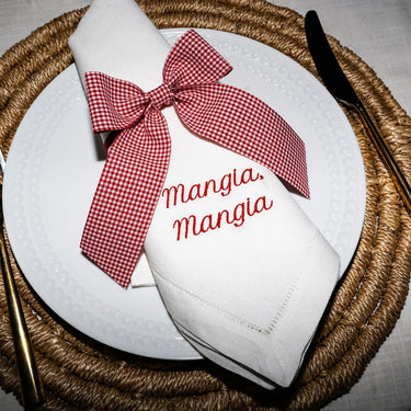 "The Italian" Embroidered Linen Dinner Napkin Set — No Reservations