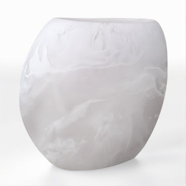 Oceana Wide Vase, Large, White Swirl