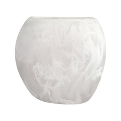 Oceana Wide Vase, Large, White Swirl
