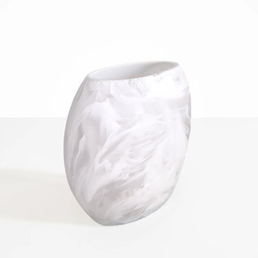 Oceana Wide Vase, Medium, White Swirl
