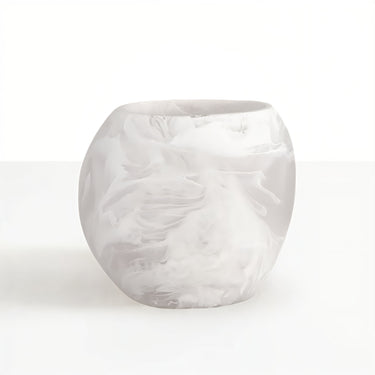 Oceana Wide Vase, Medium, White Swirl
