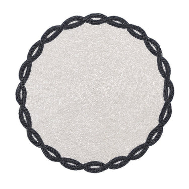 Infinity Placemat in White & Navy, Set of 4