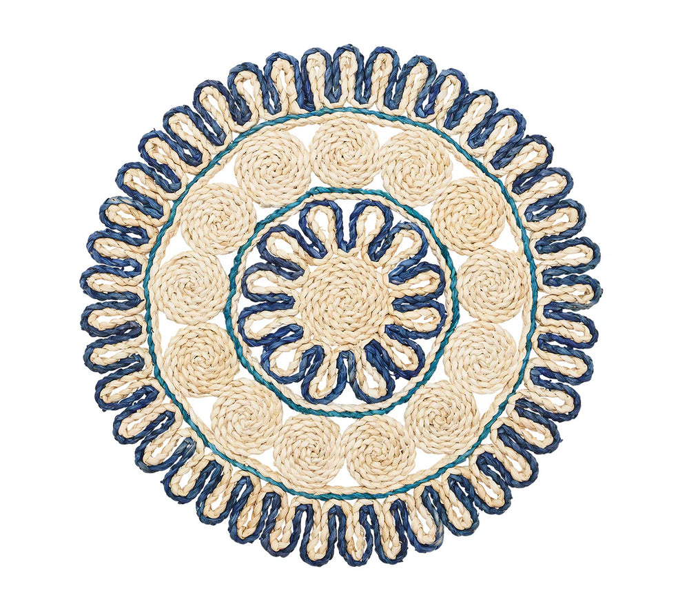Casbah Placemat, Natural & Blue, Set of 4