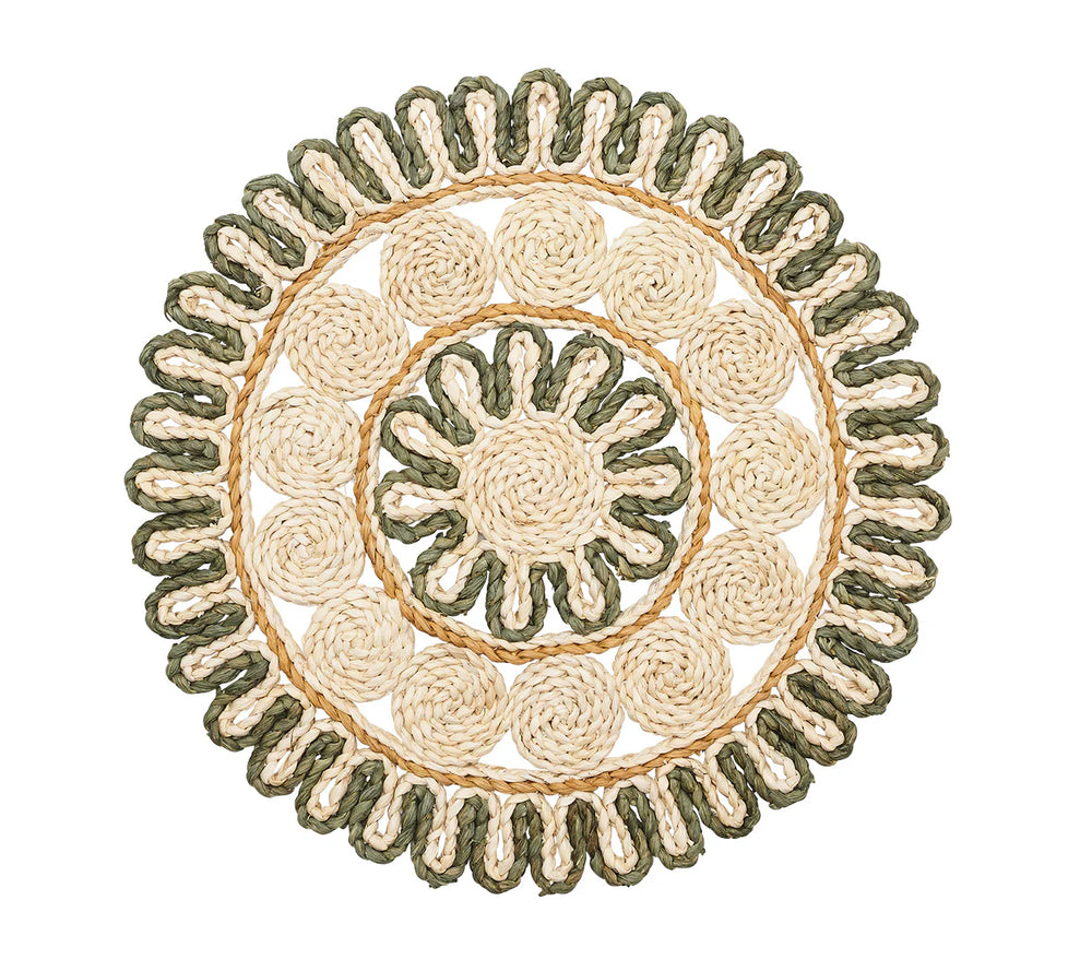 Casbah Placemat, Natural & Green, Set of 4