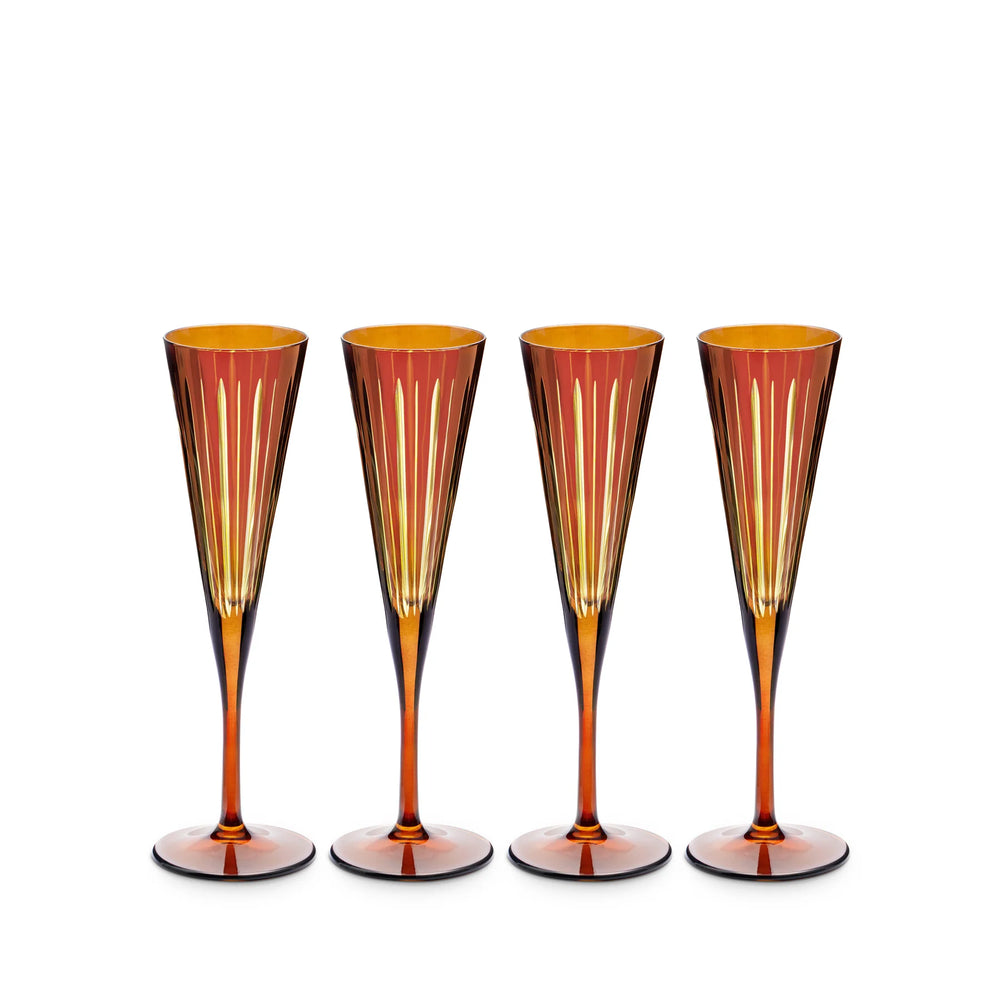 Prism Champagne Flutes, Amber, Set of 4