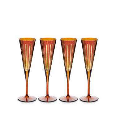 Prism Champagne Flutes, Amber, Set of 4