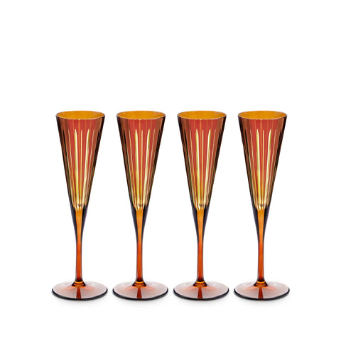 Prism Champagne Flutes, Amber, Set of 4