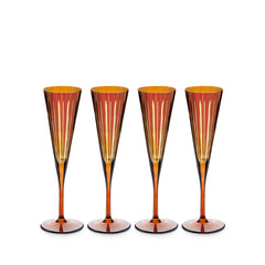 Prism Champagne Flutes, Amber, Set of 4