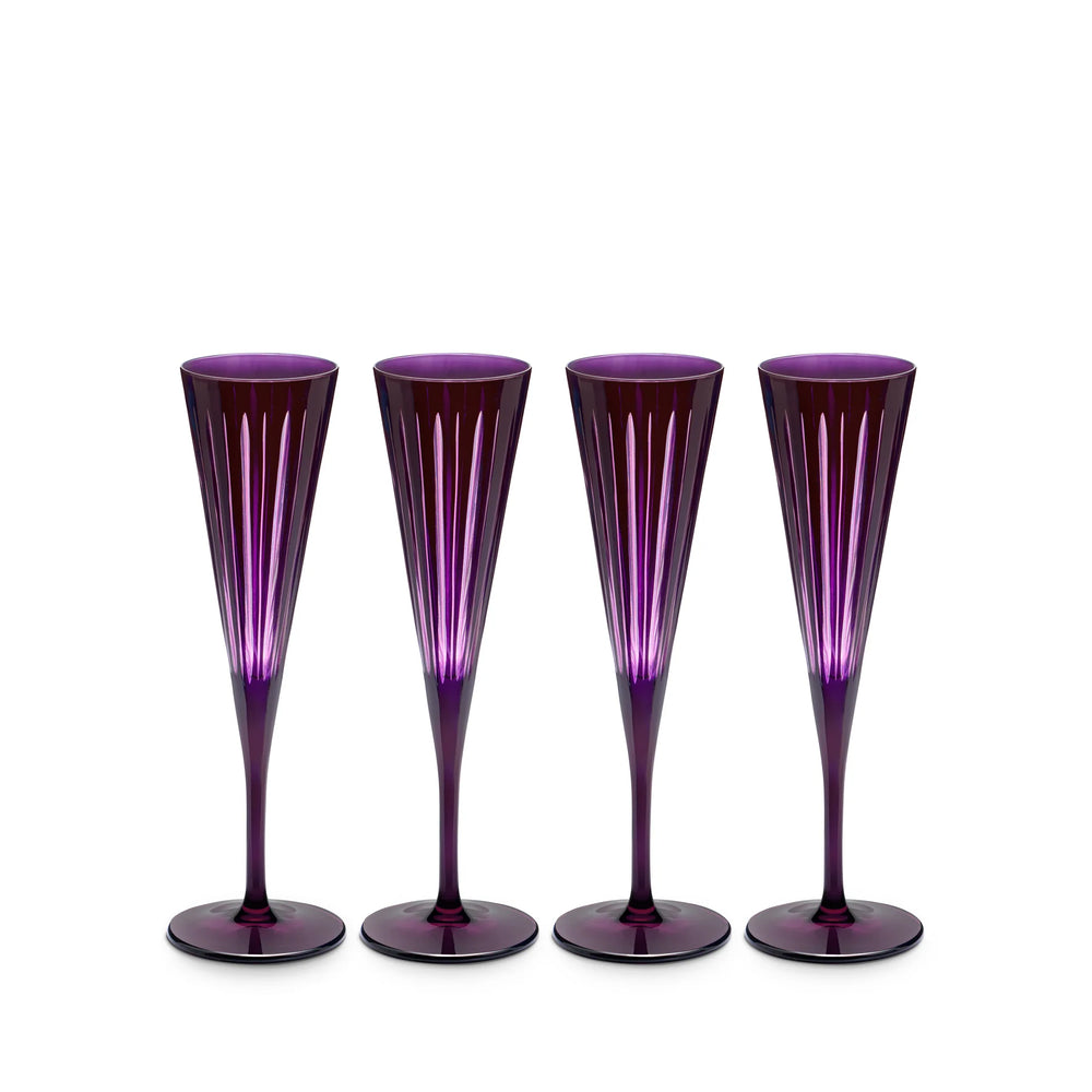 Prism Champagne Flutes, Purple, Set of 4