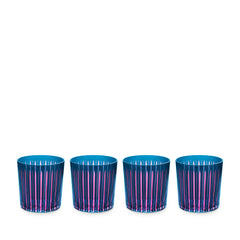 Prism Double Old Fashioned Glass, Blue, Set of 4