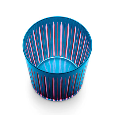 Prism Double Old Fashioned Glass, Blue, Set of 4