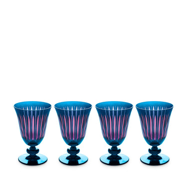Prism Wine Glasses, Blue, Set of 4