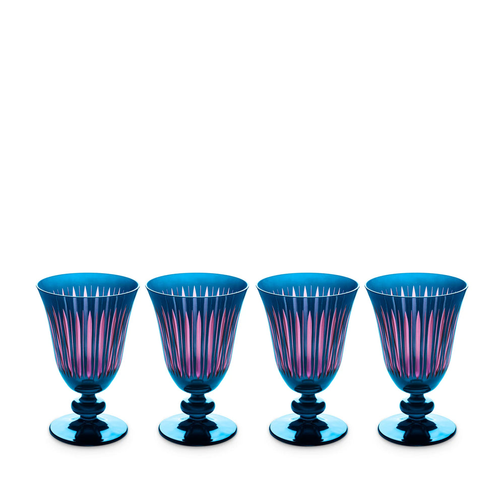 Prism Wine Glasses, Blue, Set of 4