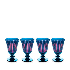 Prism Wine Glasses, Blue, Set of 4