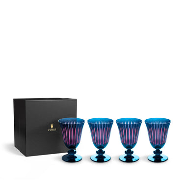 Prism Wine Glasses, Blue, Set of 4