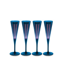 Prism Champagne Flutes, Blue, Set of 4