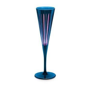 Prism Champagne Flutes, Blue, Set of 4