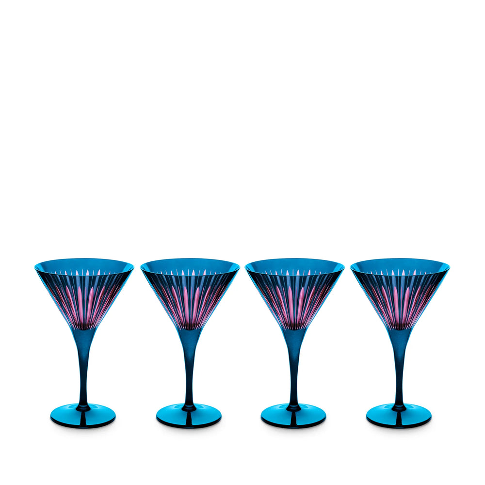 Prism Martini Glasses, Blue, Set of 4