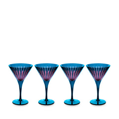Prism Martini Glasses, Blue, Set of 4